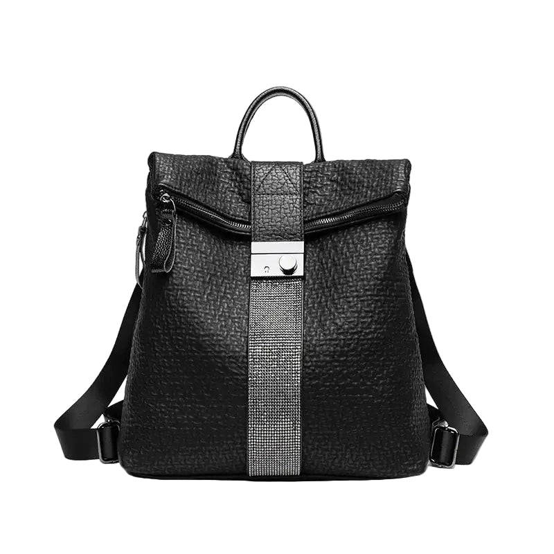 Genuine Leather Sequin Backpack on white background