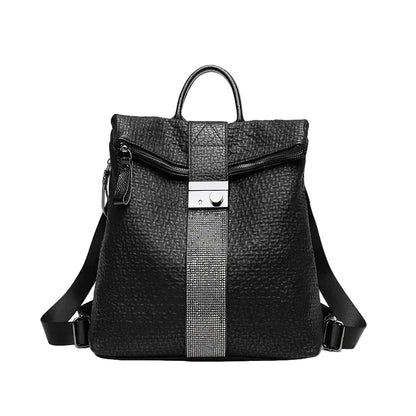Genuine Leather Sequin Backpack on white background