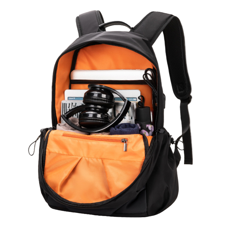 Black backpack with geometric design and 'HERCULES' branding on a white background