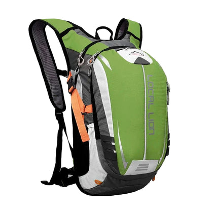 Green backpack with orange accents on a white background