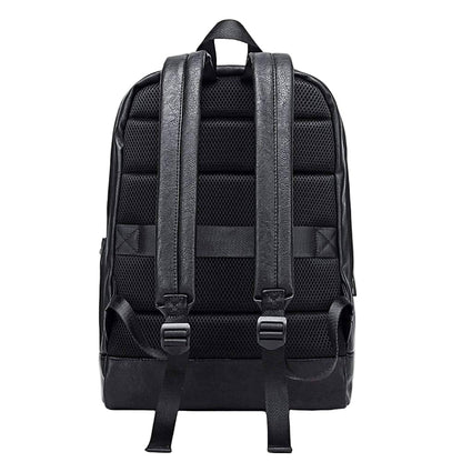 Black backpack with straps on a white background