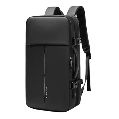 Black backpack with 'OUTWALK' branding on a white background